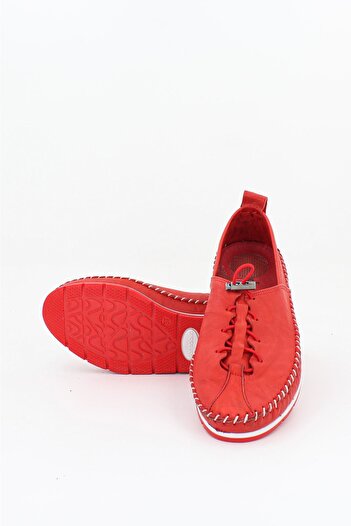 Deripabuc Genuine Leather Red Women's Leather Ballerinas Dp16-0052