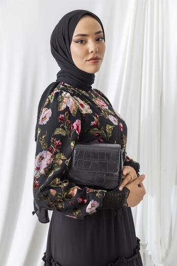 vuvutasarım Βραδινό φόρεμα Hijab 5971 με φόδρα από ύφασμα σιφόν με λουλούδια βελούδινη υφή