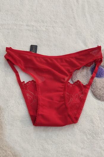 DON AMOR Butterfly Back Lace Red Bikini Panties
