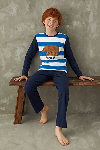 ZEYZEY 8456 Erkek Ç. Nakışlı Pijama Takım