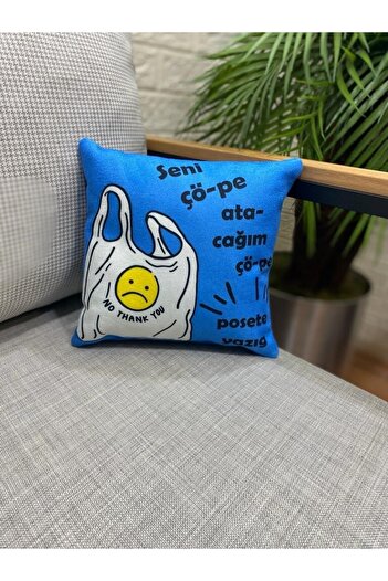 by ballı biocotton Espirili Sevimli Hediyelik Minik Kırlent Yastık 28x28 Dijital Baskı