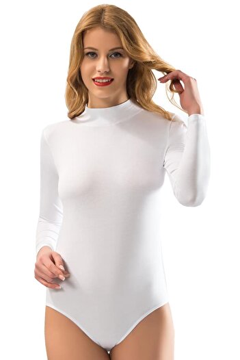 KOTA 2 Pack 6181 Long Sleeve Turtleneck Women's Snap-On Bodysuit| White