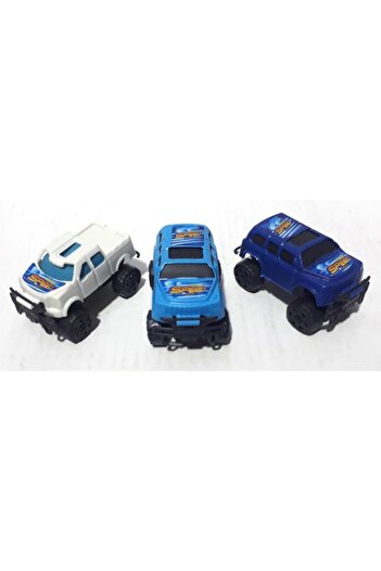 abnturk 9x5x5cm Ebatında 3 Adet Küçük Boy Oyuncak Polis Dağ Cip Aracı