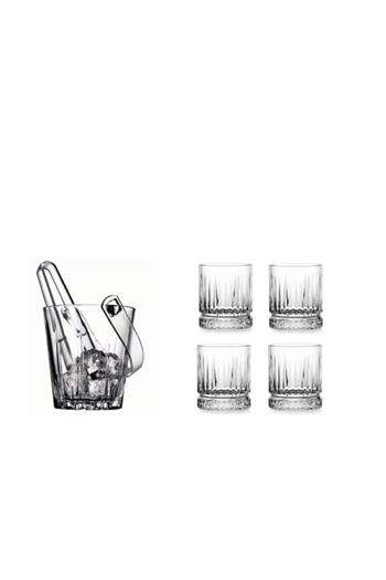 Paşabahçe Luxury Whiskey Set 4 Elysia Whiskey Glasses and Ice Bucket