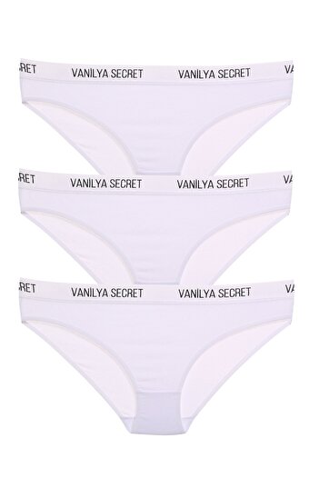 Vanilya Secret Γυναικεία ελαστική ζώνη μέσης Classic Slip Panties 3 Pack Λευκό