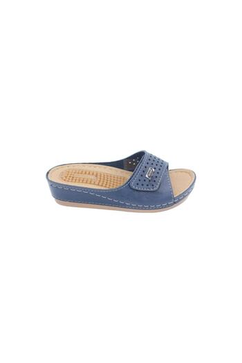 GEZER Massage Sole Adjustable Velcro Anatomical Sole Navy Blue Mother Slippers