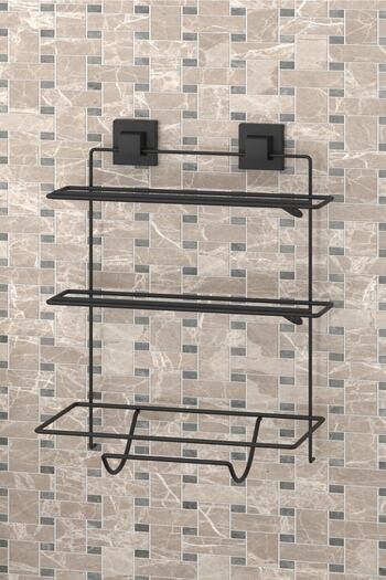 Teknotel Easyfix Adhesive - No Drilling Screw Drill! Foil Stretch Paper Towel Holder Black Rack Matte Ef032