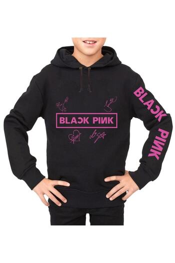 GC GÖKHAN CLUB Детски черен суитшърт с подпис Blackpink