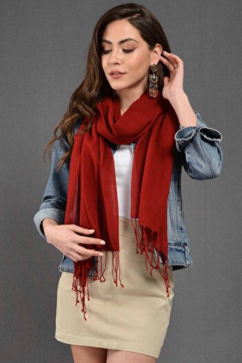Dosimira Unisex Red Plain Dye Cotton Scarf