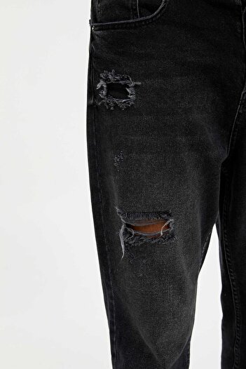 DeFacto Μαύρο τζιν παντελόνι Loose Fit Regular Waist Tube Leg