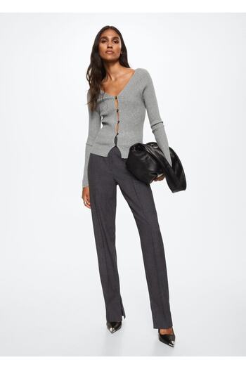 MANGO Woman Buttoned Ribbed Cardigan