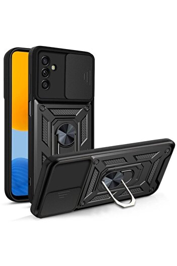 Fibaks Samsung Galaxy A04S Compatible Case Camera Protection Sliding Ring Armor Military Tank Cover