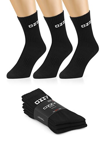 Ozzy Socks 3 Pairs of Long-Headed Tennis Sports Socks Black Package