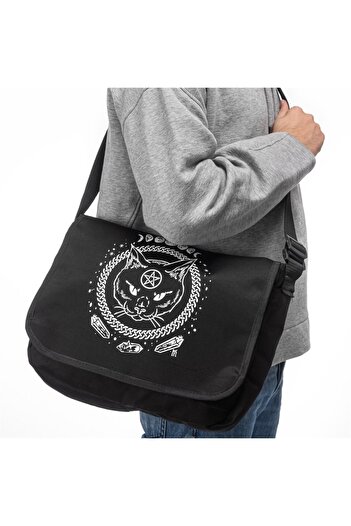 Touz My Vision Gothic Cat Printed Unisex Messenger Bag