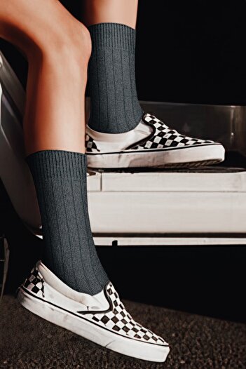 Mono Socks Βαμβακερές μεσαίου πάχους χειμερινές κάλτσες 3 τεμαχίων με κορδόνι