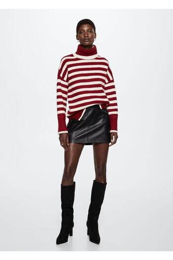 MANGO Woman Striped Turtleneck Sweater