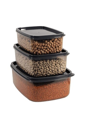 Turnberry 3 Pieces of Smoked Storage Container Set, Breakfast Storage (2.9 Liters, 1.9 Liters, 1.2 Liters)