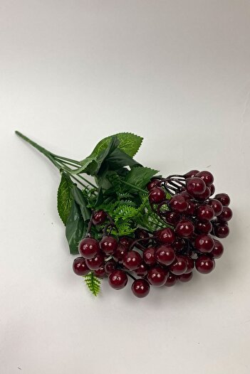 Hobigram Decorative Artificial Flower Burgundy Kokina Bunch 1 Bunch Artificial Plant with 7 Heads - New Year's Ornament - New Year's Ornament