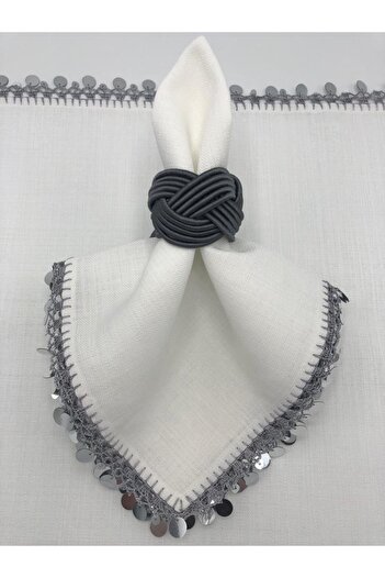 KATMERTEKS Twisted Model - 8 Pieces Anthracite Napkin Ring Ring