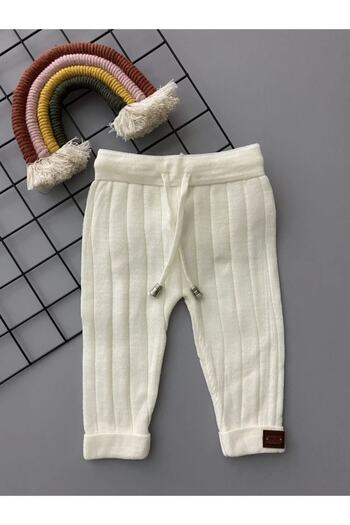 Sparrow Laurel Ecru Lace-Up Unisex Baby Knitwear Leggings Trousers