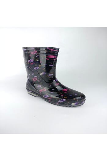 t-step Women's Purple Color Floral Work Vineyard Garden Rain Boots