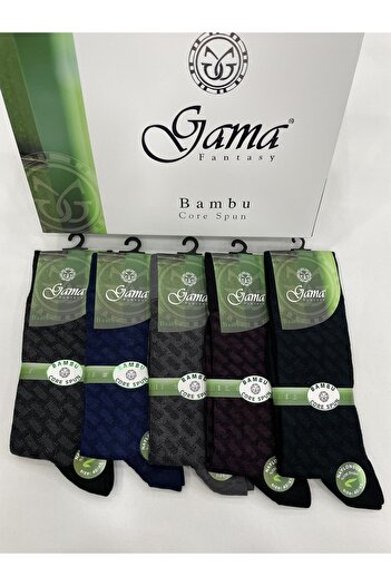 Gama Çorap 5 Pieces Bamboo 100% Natural Nylon-Free Patterned Thick Winter Men's Socks
