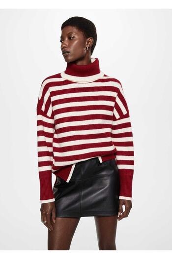 MANGO Woman Striped Turtleneck Sweater