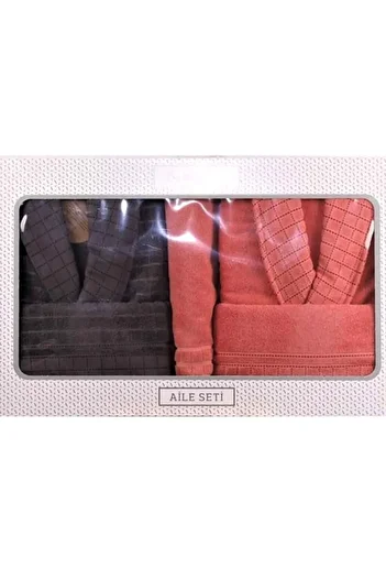 Özdilek Bathrobe Set Graph Happy Set Family Set 5 Pieces Rose-anthracite