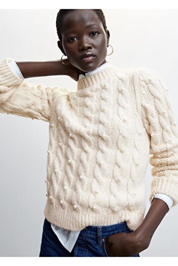 MANGO Woman Pearl Knitwear Sweater
