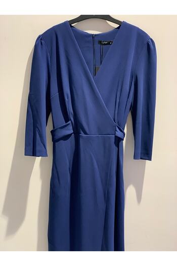AYHAN Women's Mink Double Breasted Wrap Three Quarter Sleeve Crepe Elegant Dress