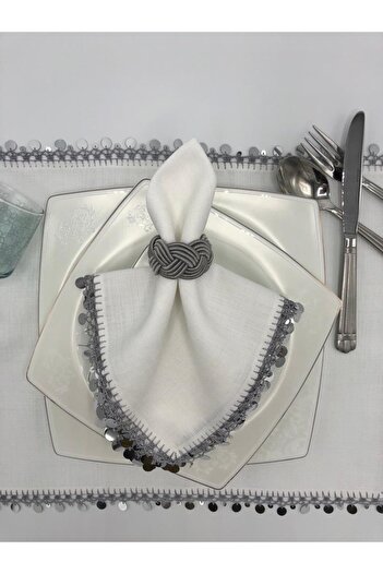 KATMERTEKS 12 Pieces Smoked Napkin Ring Ring Wicker Model