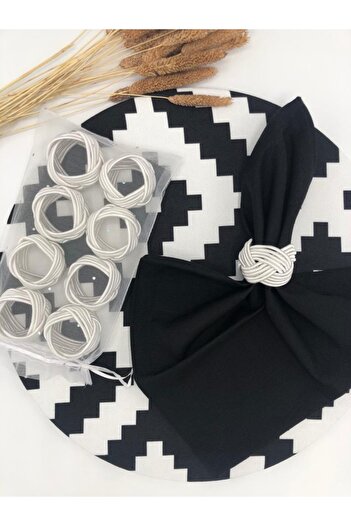 KATMERTEKS 12 Pieces Ecru Napkin Ring Ring Twisted Model