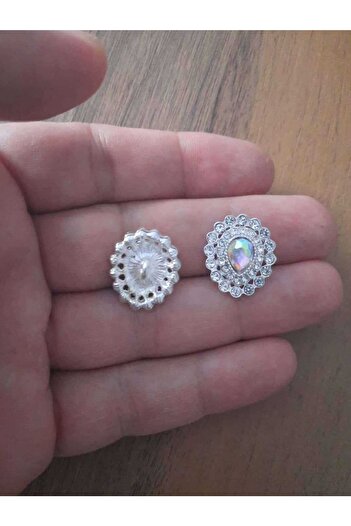 İMREN AKSESUAR Special Design Rhinestone Button 2 Cm Free Nickel Hanger Coated Metal Button 1 Piece