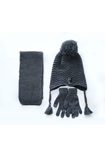 Kitti 4-8 Years Old Boy Scarf Beanie Gloves Set