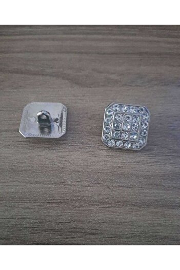 İMREN AKSESUAR Square Rhinestone Button 2 cm Strap Coated Free Nickel Metal Button 2 Pieces