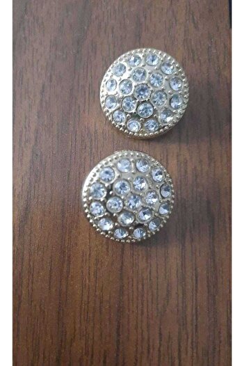 İMREN AKSESUAR Special Design Rhinestone Button 2 cm Light Gold Strap Coated Metal Button 2 Pieces