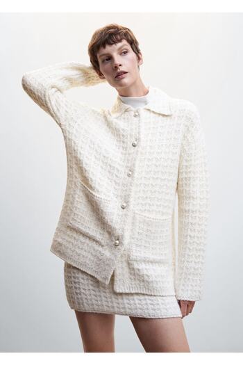 MANGO Woman Перфорований бавовняний кардиган Orgu