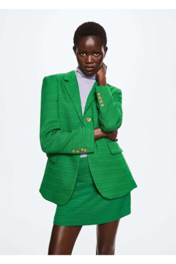 MANGO Woman Μπουφάν Tweed Blazer με κουμπιά