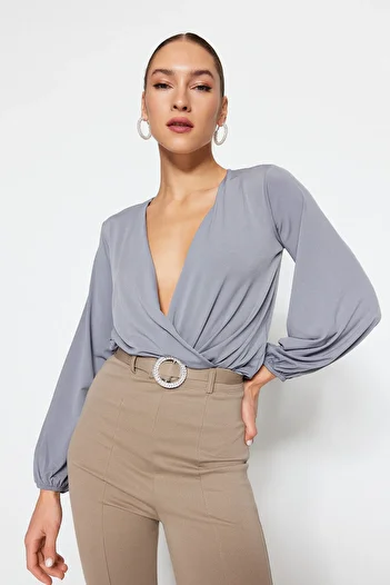 Trendyol Collection Gray Knitted Blouse
