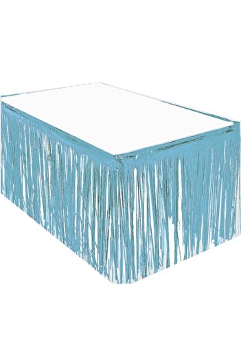 booddie Table Edge Skirt Metallic Foil Tassel Blue Table Edge Ornament Blue Color