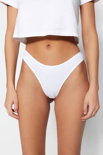 Trendyol Collection Chiloți tricotați cu tanga din bumbac, alb, pachet de 3 THMSS21KU0135
