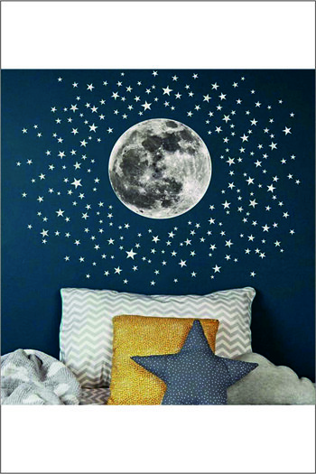 Piksel Grafik Starry Full Moon Kids Room Sticker