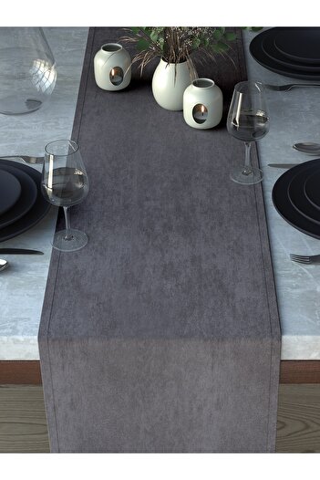 Demor Home Runner cu textura catifea gri argintiu