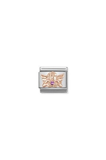 NOMİNATİON Composable Classic Symbols In Stainless Steel With 9k Rose Gold And Cz Angel Of Friendship