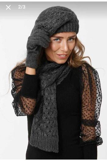 sema aksesuar New Year's Gift New Season Women Painter Beret - Scarf - Gloves Set - Set of 3-
