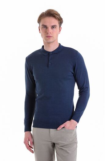 Hatemoğlu Indigo Comfort Fit Прямий Поло Вовняний Вовняний Светр