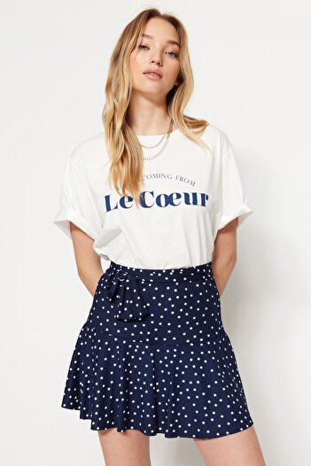 Trendyol Collection Mini pletené šortky s vysokým pasem v námořnické modři TWOSS21SR0621