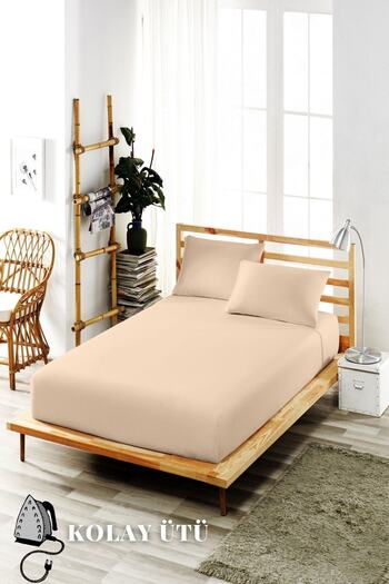 ELY PARKER 120x200 Easy-Iron Elastic Sheet Set High Beds Beige