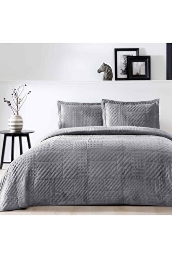 Taç Alvin Bedspread Set, Single Anthracite