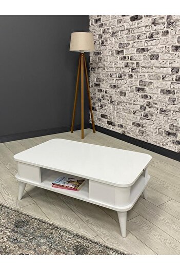 hey modüler mobilya Kumsal Oval Kenar 100* 60 Beyaz Orta Sehpa
